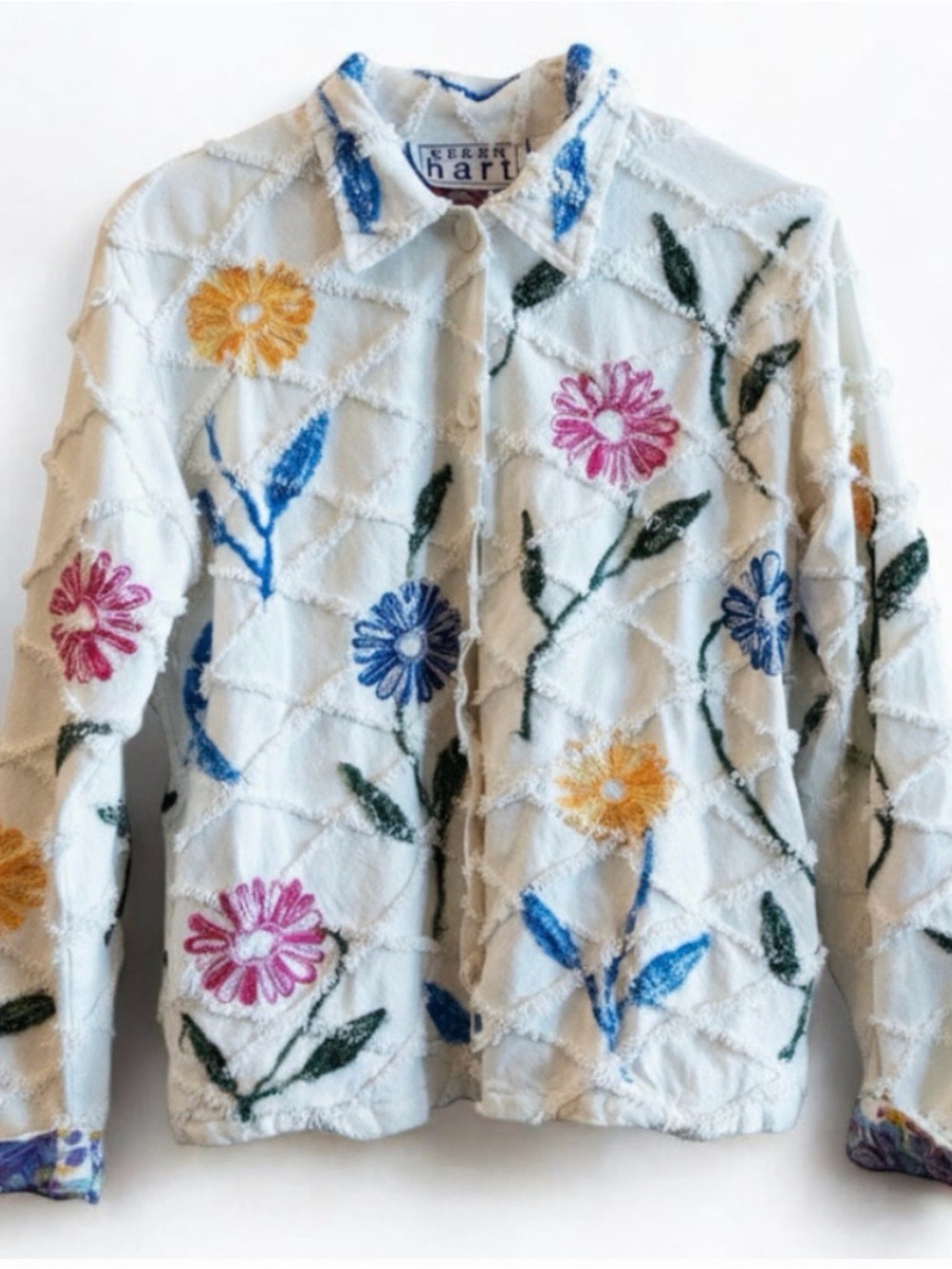 Keren Hart Vintage White Embroidered Jacket Women Small